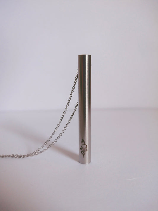 Stop Vaping Necklace -Anxiety Relief Breathing Necklace Stainless Steel Silver Colour - Without Box - BreatheBuddy