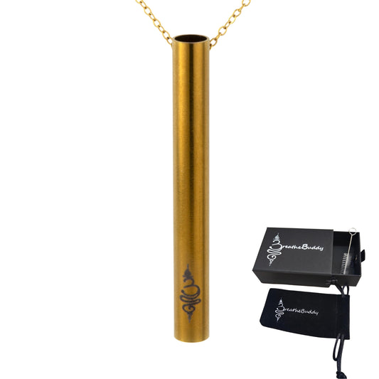 2 x 18K Gold Mindful Breathing Necklace for Calm & Habit Replacement | BreatheBuddy® Serenity