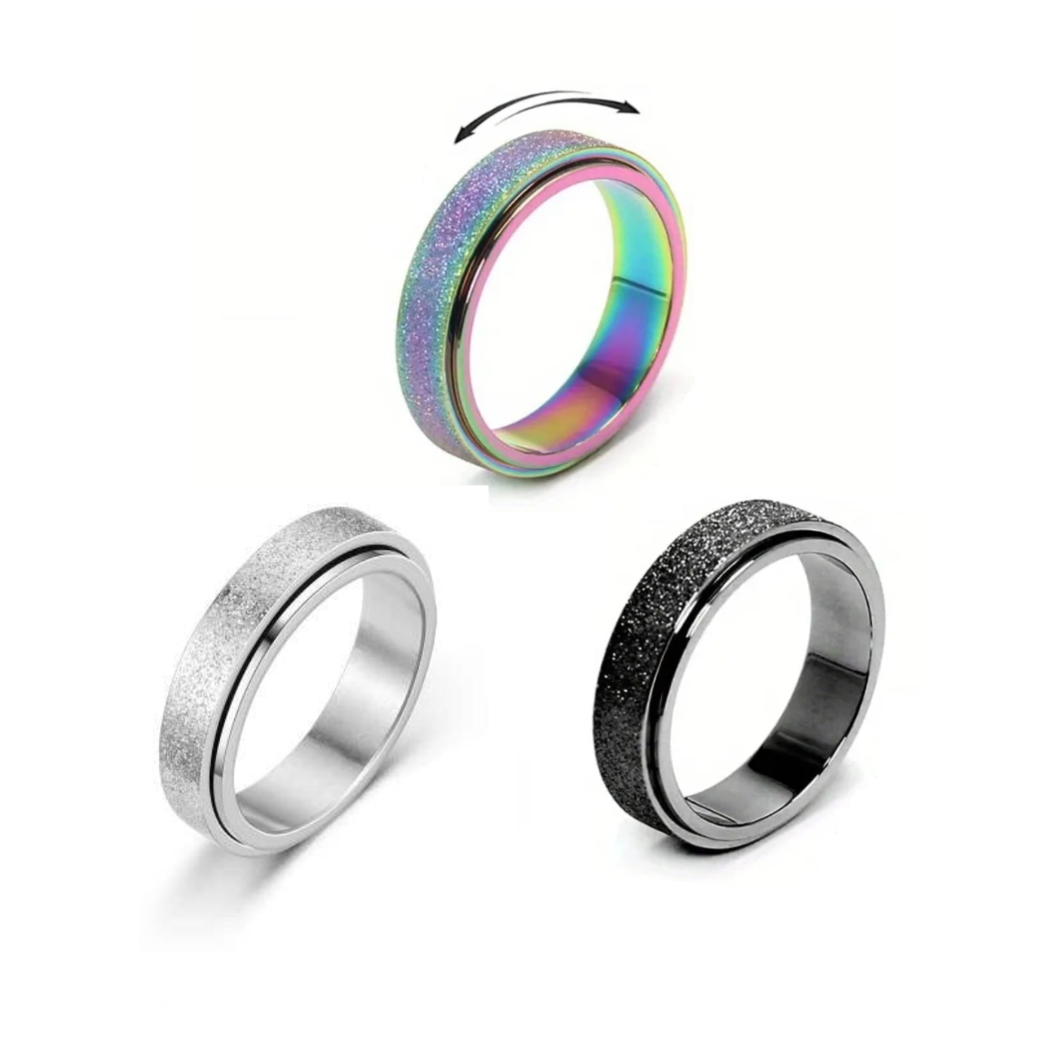 3 x Anxiety Fidget Rings - Textured or Smooth | BreatheBuddy®