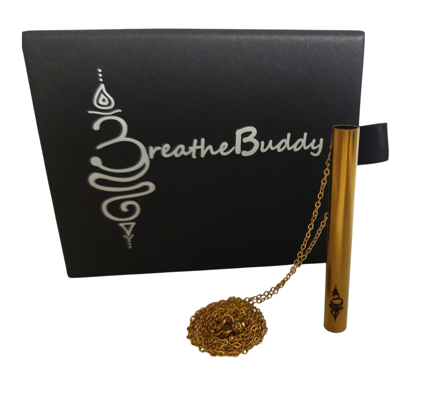 2 x 18K Gold Breathing Necklace for Calm – Anxiety & Quit Vaping Habit Support | BreatheBuddy® 18K Golden Serenity
