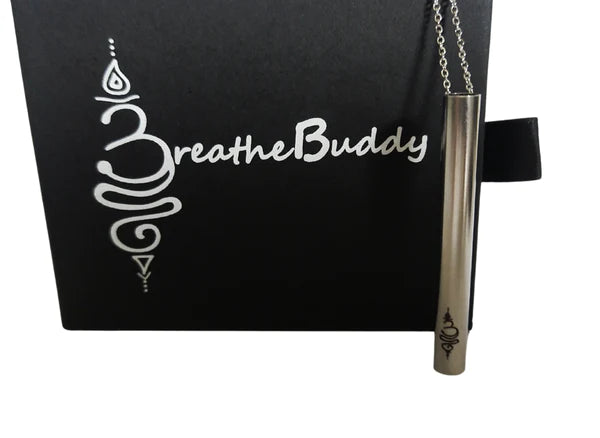 2 x Sterling Silver Breathing Necklace for Calm – Anxiety & Quit Vaping Habit Support | BreatheBuddy® Silver Serenity