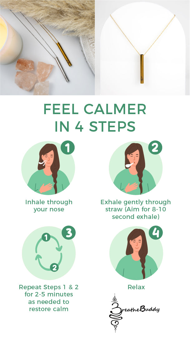 Reiki Infused Sterling Silver Breathing Necklace for Calm – Anxiety & Quit Vaping Habit Support | BreatheBuddy® Silver Serenity