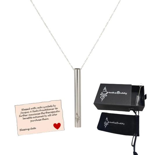 Reiki Infused Breathing Necklace for Calm – Anxiety & Quit Vaping Habit Support | BreatheBuddy® Calm Classic Blessed