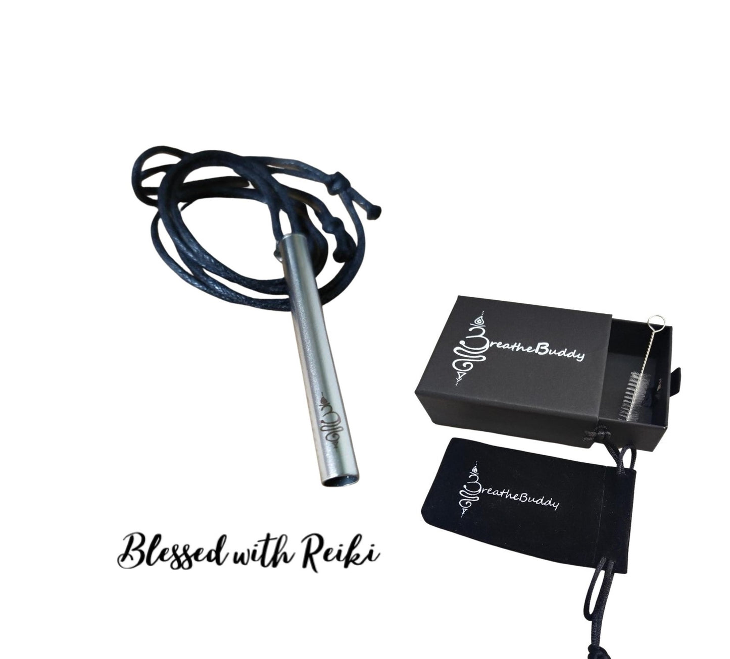 Reiki Infused Breathing Necklace for Calm – Anxiety & Quit Vaping Habit Support | BreatheBuddy® Corded Calm