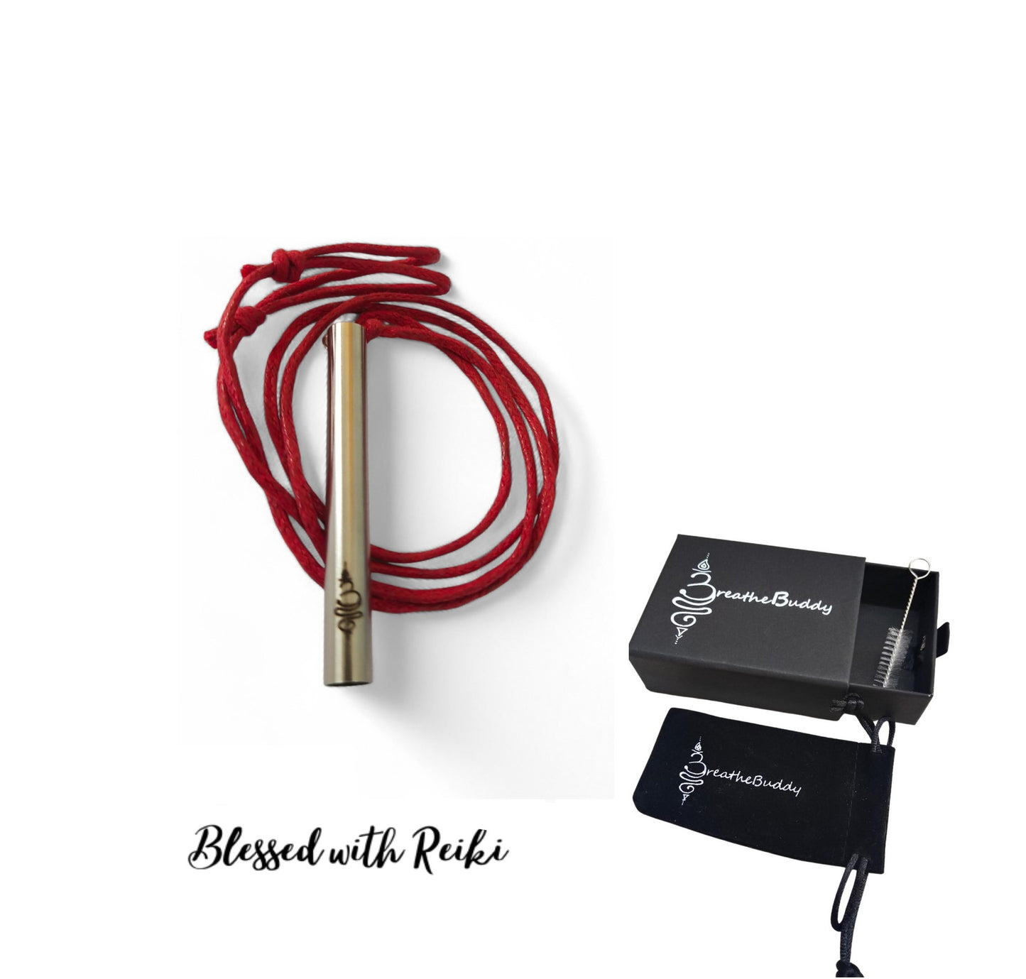 Reiki Infused Breathing Necklace for Calm – Anxiety & Quit Vaping Habit Support | BreatheBuddy® Corded Calm