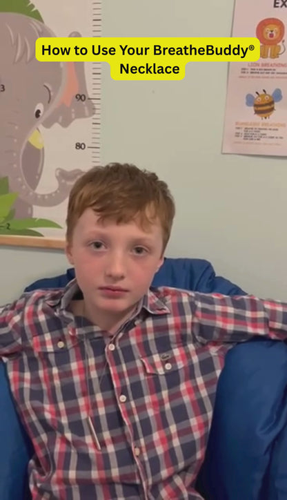 Kids Mindful Necklace (8+) with Breathing Exercise Chart | BreatheBuddy® Calm Corner Set