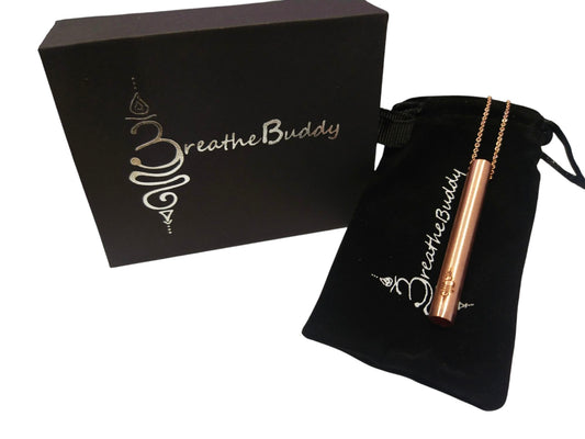 100% Copper Breathing Necklace for Anxiety & Habit Support | BreatheBuddy® Rose Gold Serenity